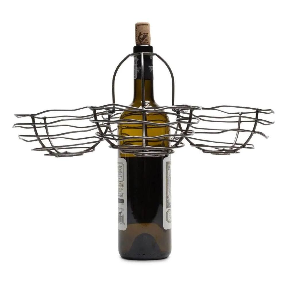 Kalalou Wire Wine Bottle Topper Quad Basket Snack‎ Holder Event Decor